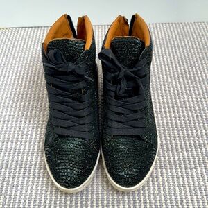 Gentle Souls Black Glitter Fabric High Top Sneakers EUC